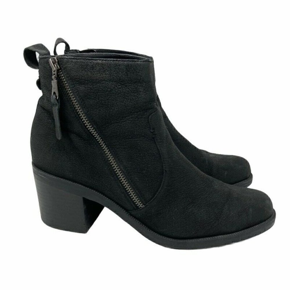 Crown Vintage Womens Astalema Ankle Booties Black Leather Round Toe Side Zip 10